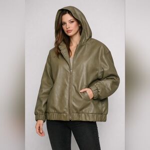 Divided Olive Leather Jacket